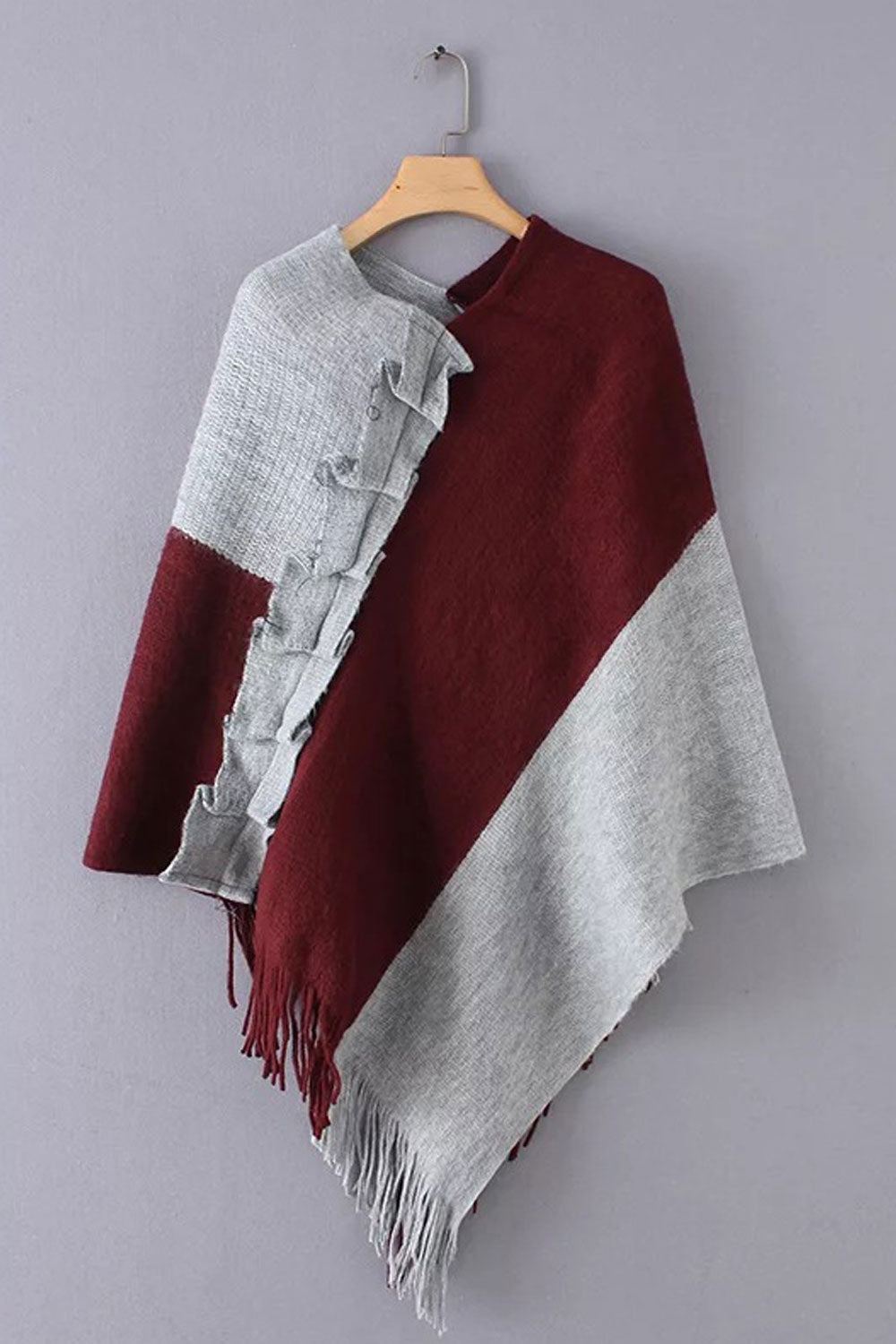 Women Lovely Solid Colored Shawl Styled Easy V-Neck Winter Tessel Hem Casual Warm Sweater