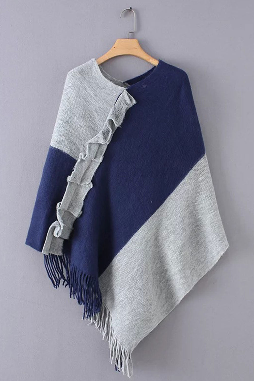 Women Lovely Solid Colored Shawl Styled Easy V-Neck Winter Tessel Hem Casual Warm Sweater