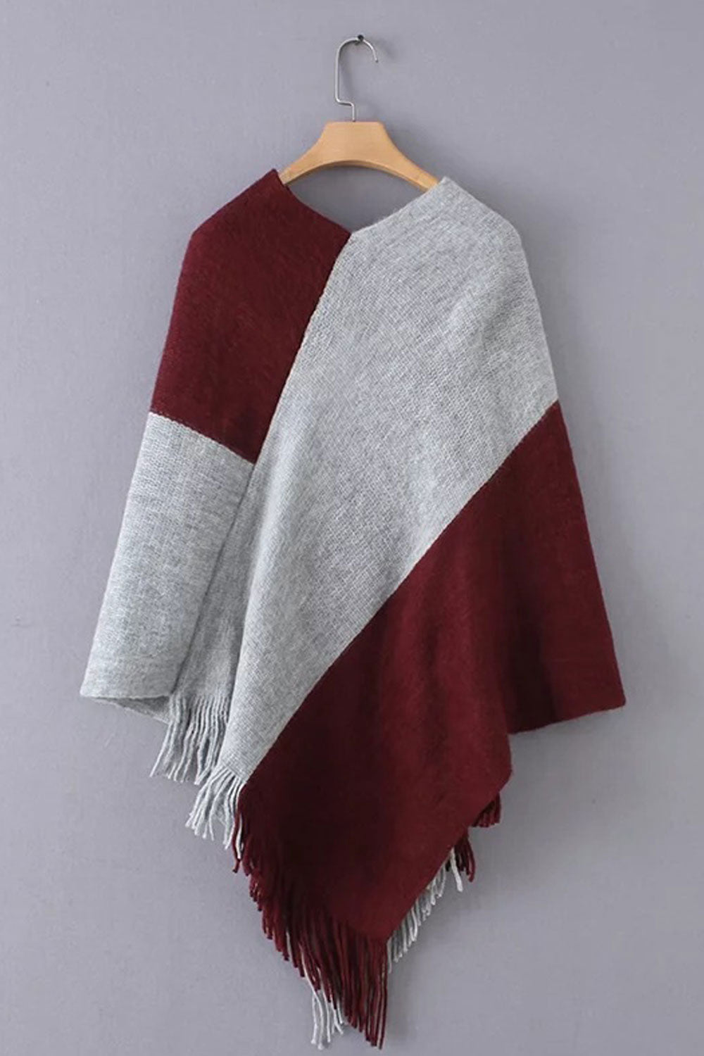 Women Lovely Solid Colored Shawl Styled Easy V-Neck Winter Tessel Hem Casual Warm Sweater