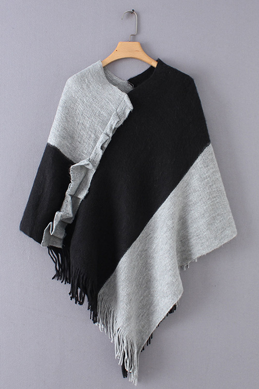 Women Lovely Solid Colored Shawl Styled Easy V-Neck Winter Tessel Hem Casual Warm Sweater