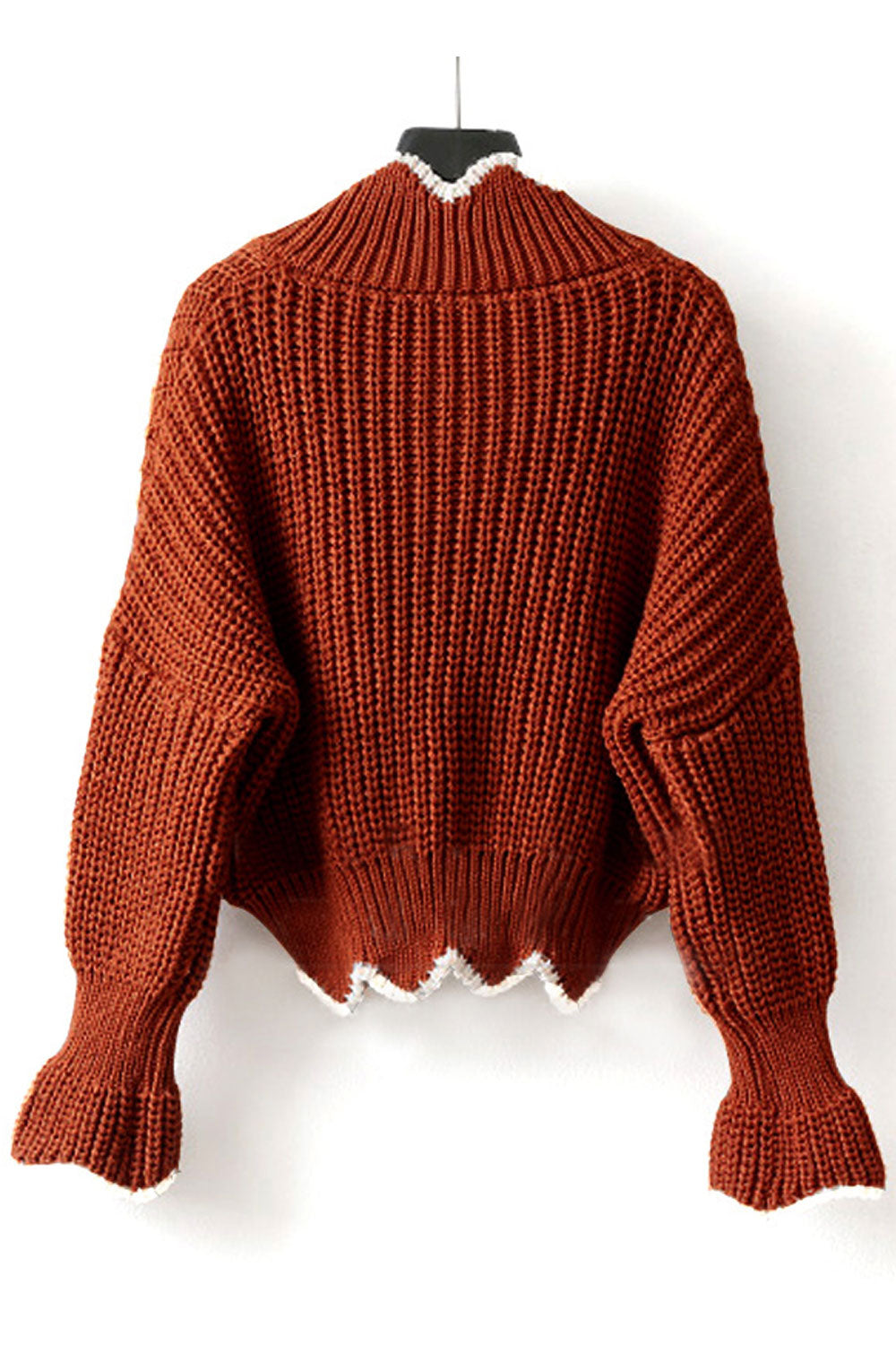 Women Winter Fashion V-Neck Thick Long Sleeve Elasticated Waist Pullover Casual Sweater