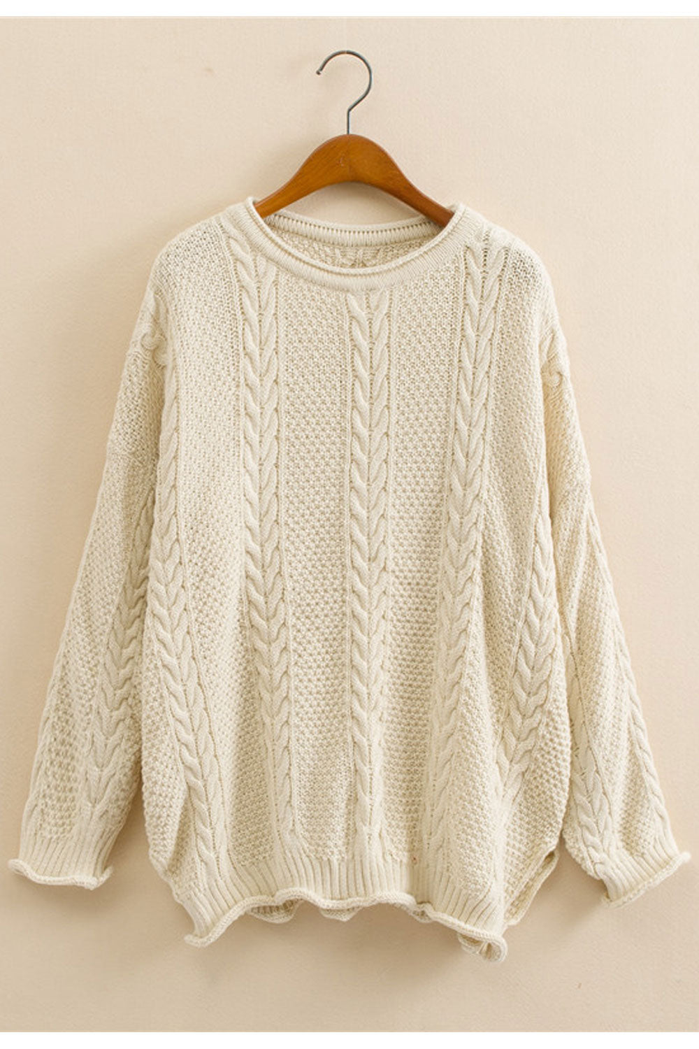 Women Restful & Thick Long Sleeve Easy Round Neck Tremendous Solid Colored Durable Winter Sweater