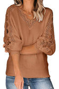 Women Wonderful Solid Colored Hollow Ribbed Cuff Easy V-Neck Winter Pullover Weekend Sweater