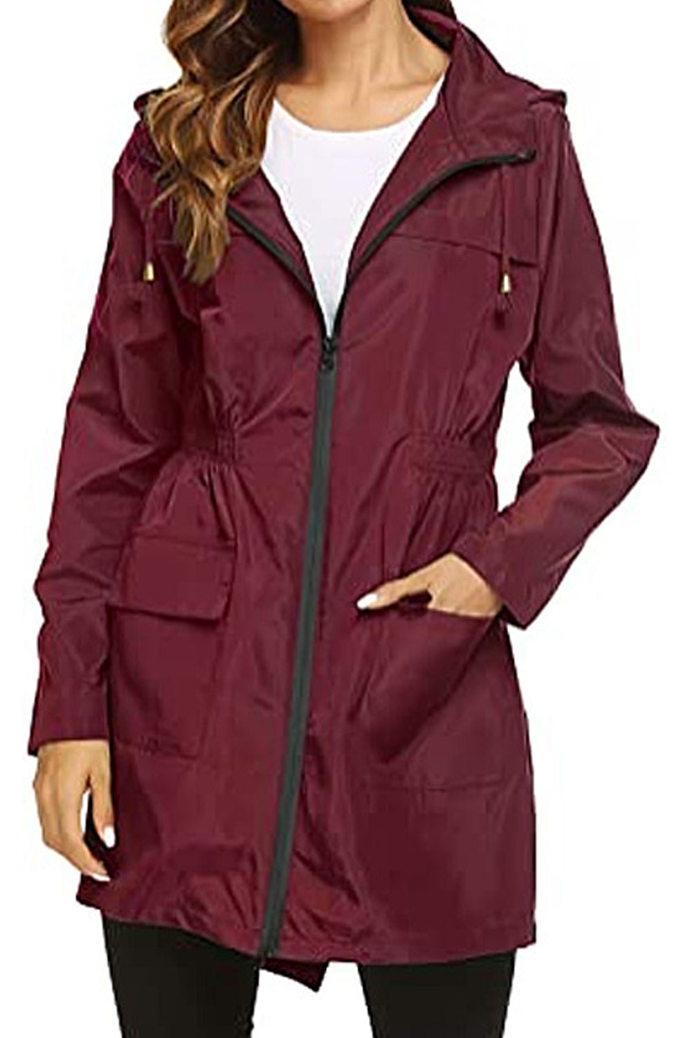 Women Trendy Solid Colored Windproof Long Sleeve & Hat Neck Winter Mid-Length Casual Jacket