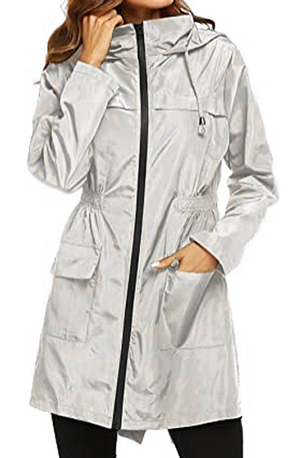 Women Trendy Solid Colored Windproof Long Sleeve & Hat Neck Winter Mid-Length Casual Jacket