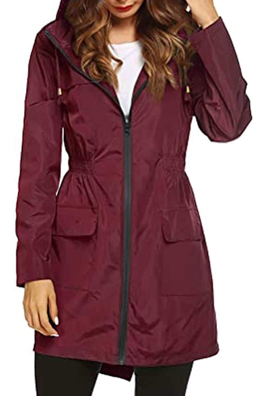 Women Trendy Solid Colored Windproof Long Sleeve & Hat Neck Winter Mid-Length Casual Jacket