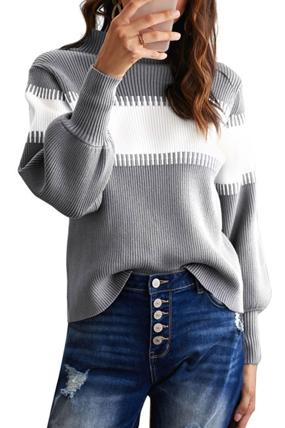 Women Trendy Solid Colored Winter Warm Long Sleeve Easy Round Neck Convinient Sweater