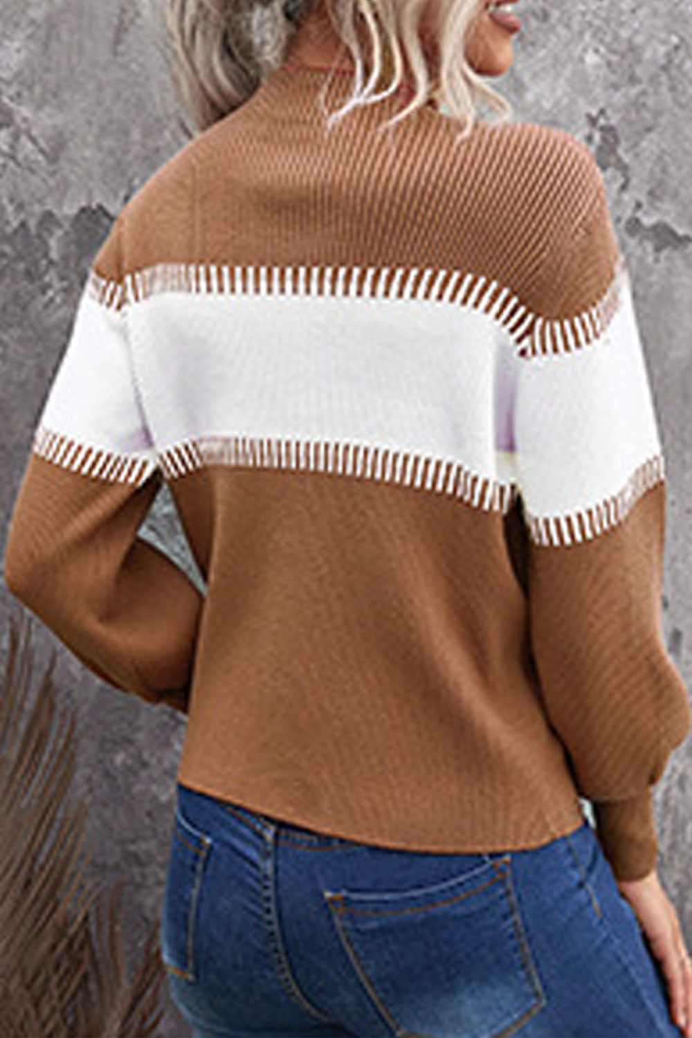 Women Trendy Solid Colored Winter Warm Long Sleeve Easy Round Neck Convinient Sweater