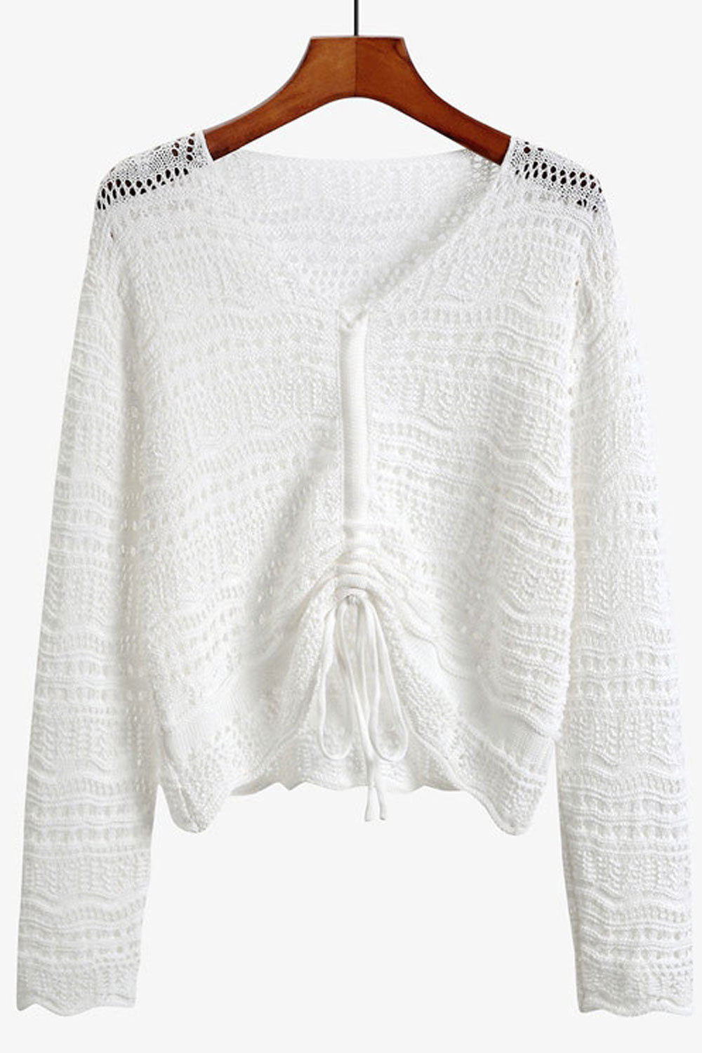 Women Fantastic Solid Colored Restful V-Neck Comfy Long Sleeve Winter Hollow Fashion Sweater