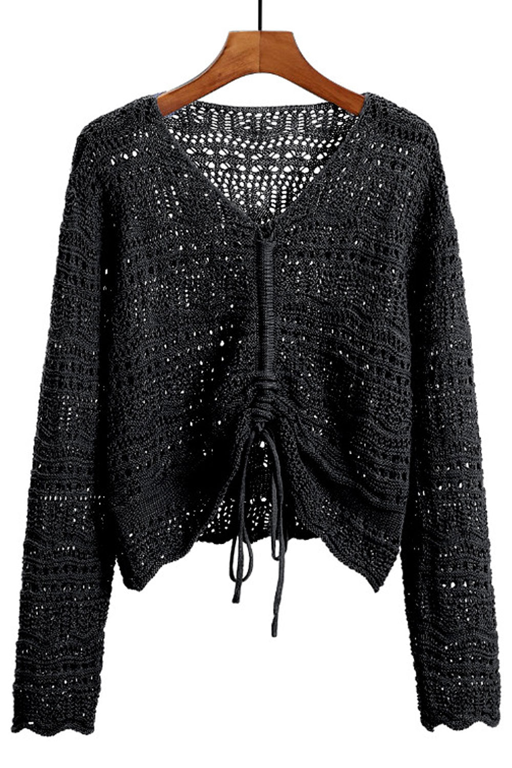 Women Fantastic Solid Colored Restful V-Neck Comfy Long Sleeve Winter Hollow Fashion Sweater