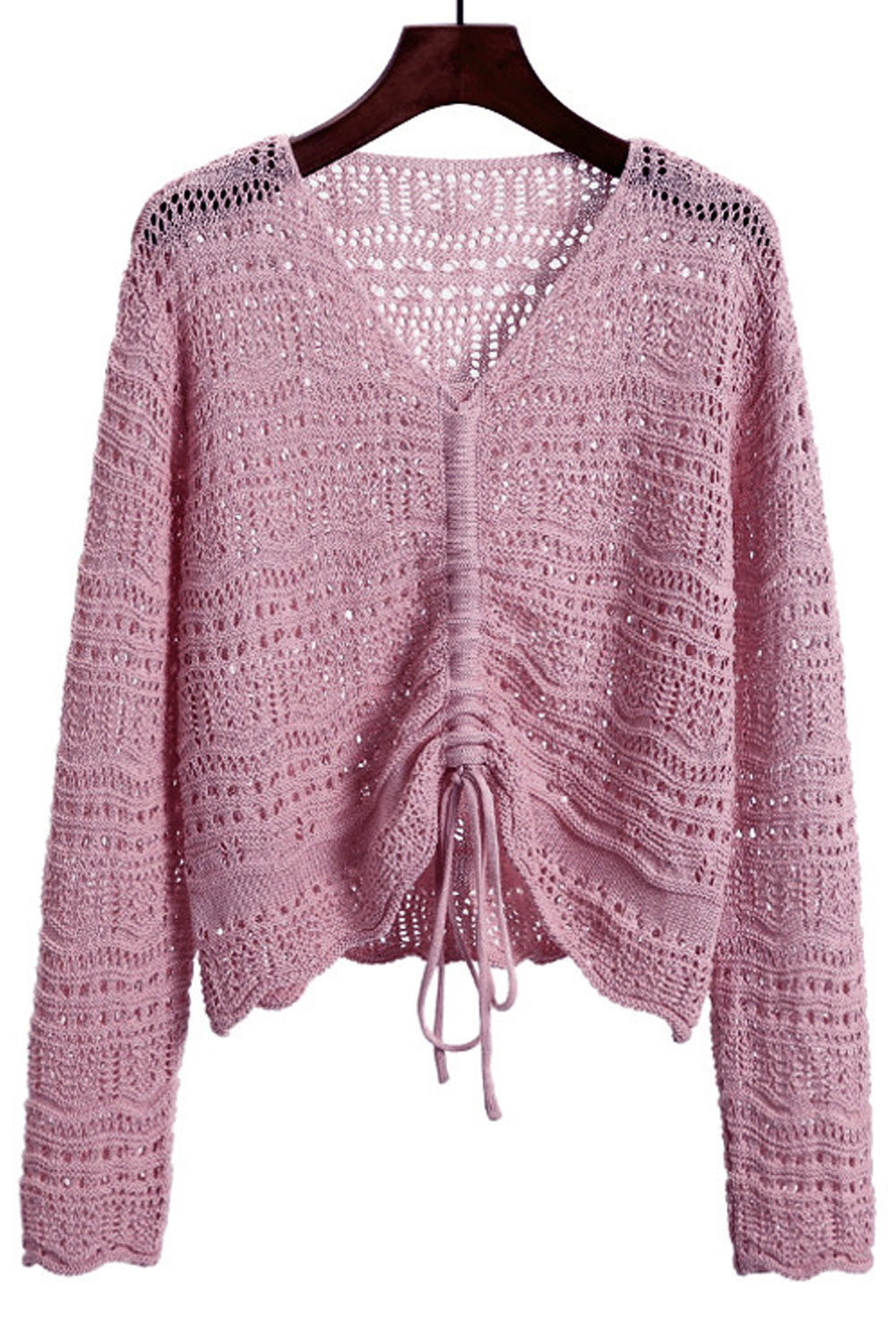 Women Fantastic Solid Colored Restful V-Neck Comfy Long Sleeve Winter Hollow Fashion Sweater