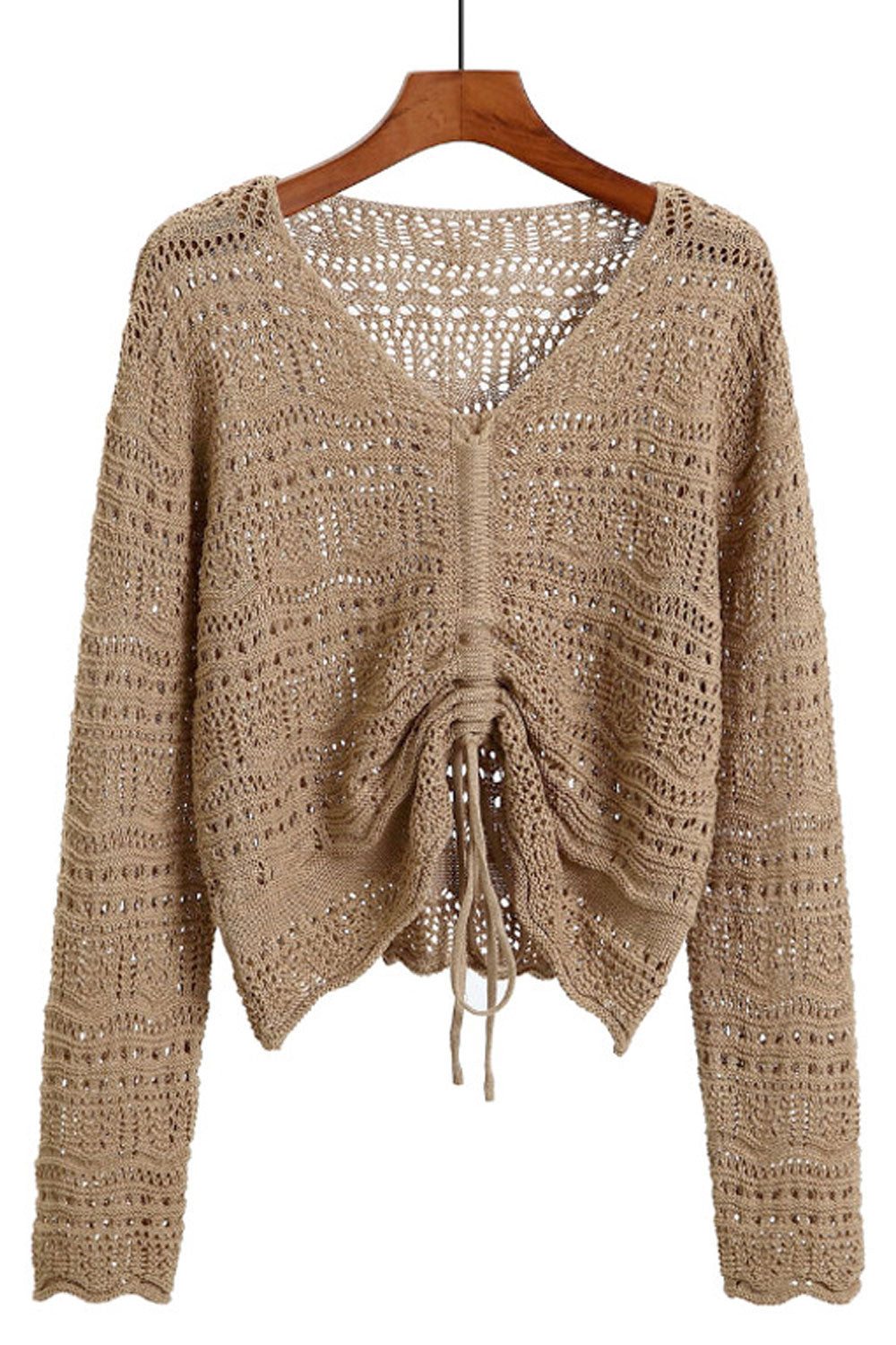 Women Fantastic Solid Colored Restful V-Neck Comfy Long Sleeve Winter Hollow Fashion Sweater