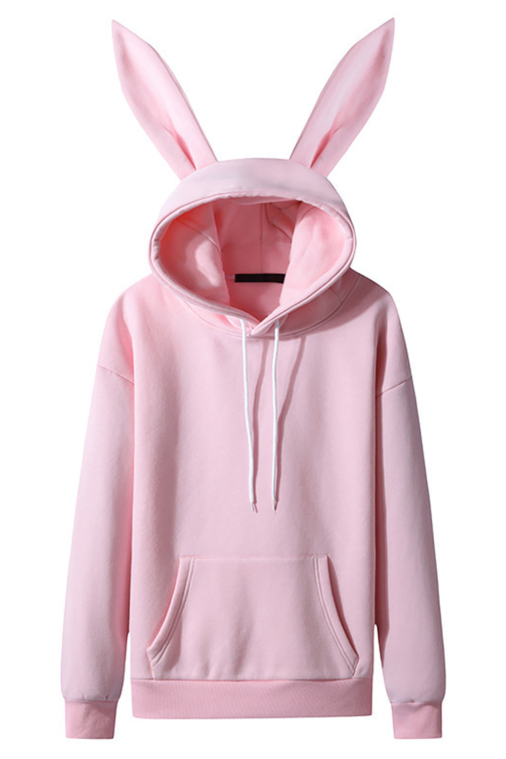 TitleWomen Tremendous Solid Colored Ribbed Hem Restful Ribbed Cuff Rabbit Ear Hooded Neck Winter Casual Hoodie