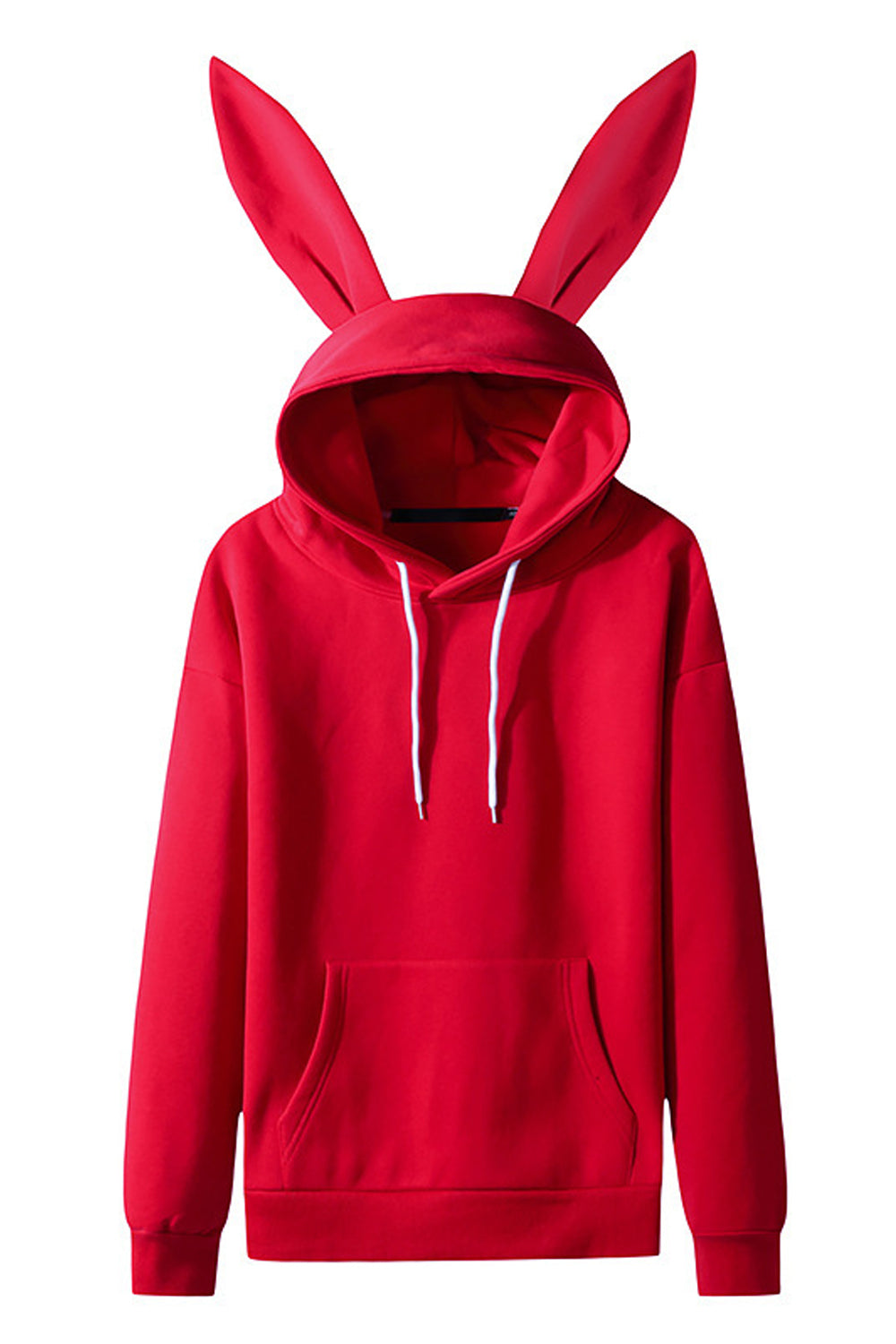 TitleWomen Tremendous Solid Colored Ribbed Hem Restful Ribbed Cuff Rabbit Ear Hooded Neck Winter Casual Hoodie