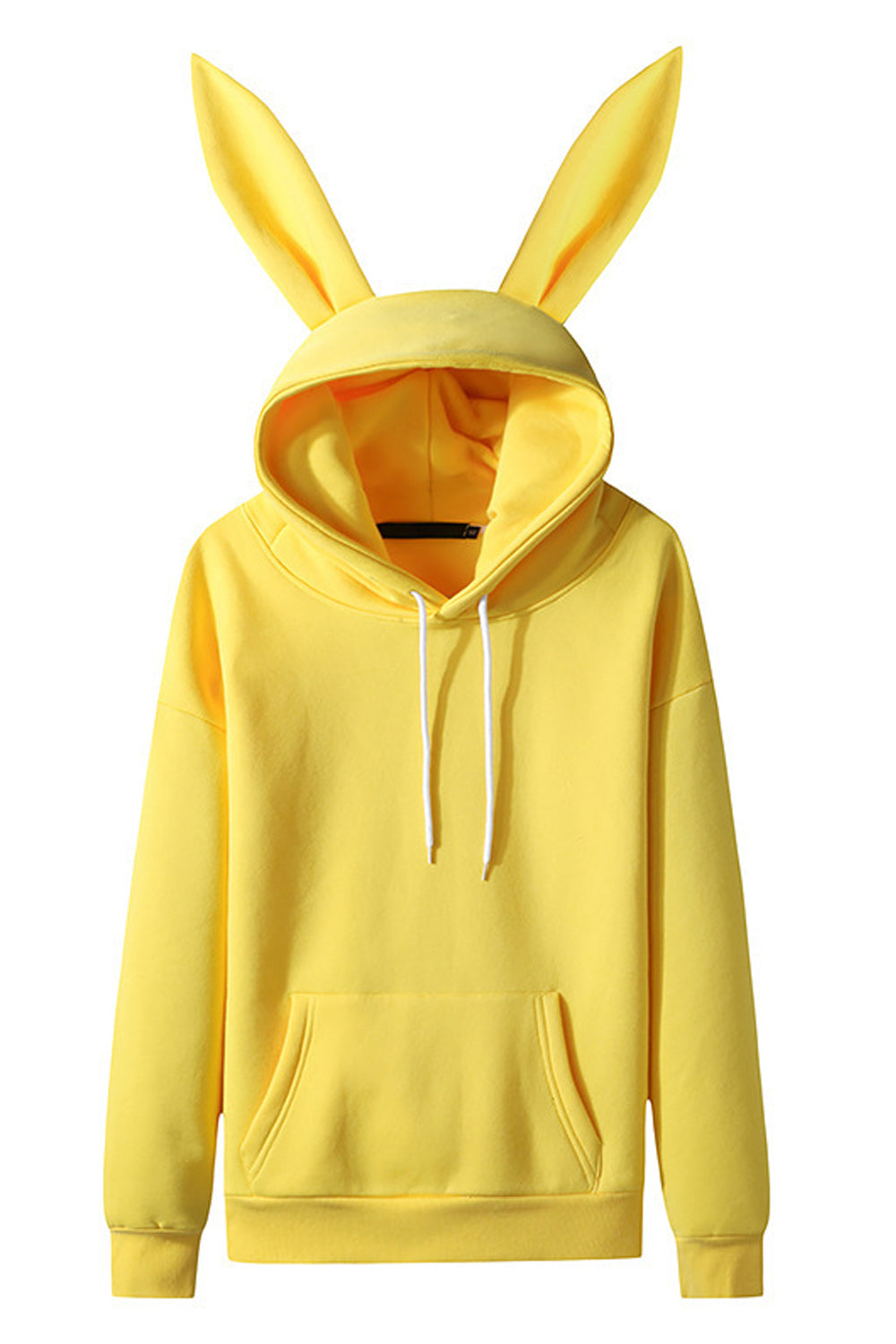 TitleWomen Tremendous Solid Colored Ribbed Hem Restful Ribbed Cuff Rabbit Ear Hooded Neck Winter Casual Hoodie