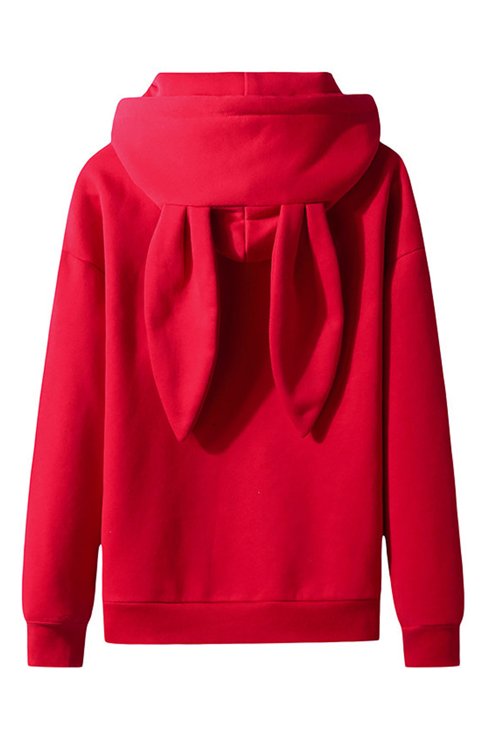 TitleWomen Tremendous Solid Colored Ribbed Hem Restful Ribbed Cuff Rabbit Ear Hooded Neck Winter Casual Hoodie