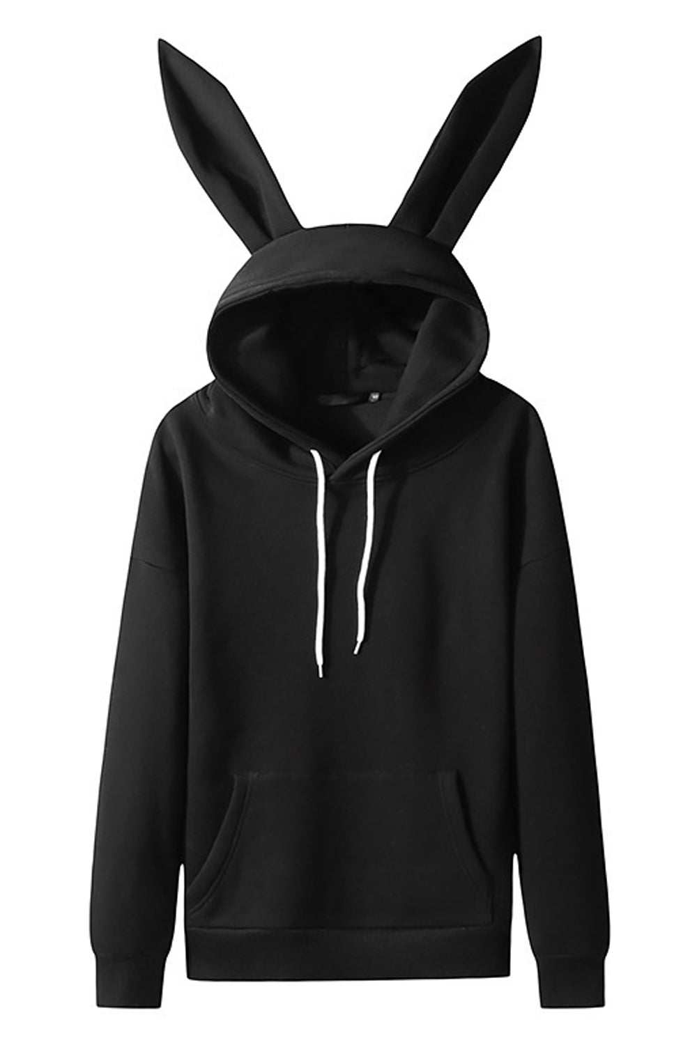 TitleWomen Tremendous Solid Colored Ribbed Hem Restful Ribbed Cuff Rabbit Ear Hooded Neck Winter Casual Hoodie