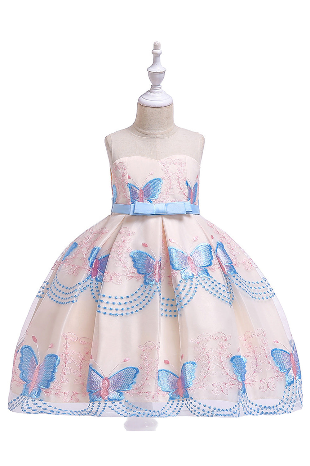 Kid Girl Elegant Butterfly Embroidered Evening Dress