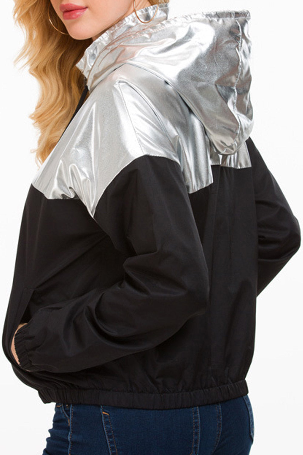 Women Long Sleeves Doube Colour Hoodie