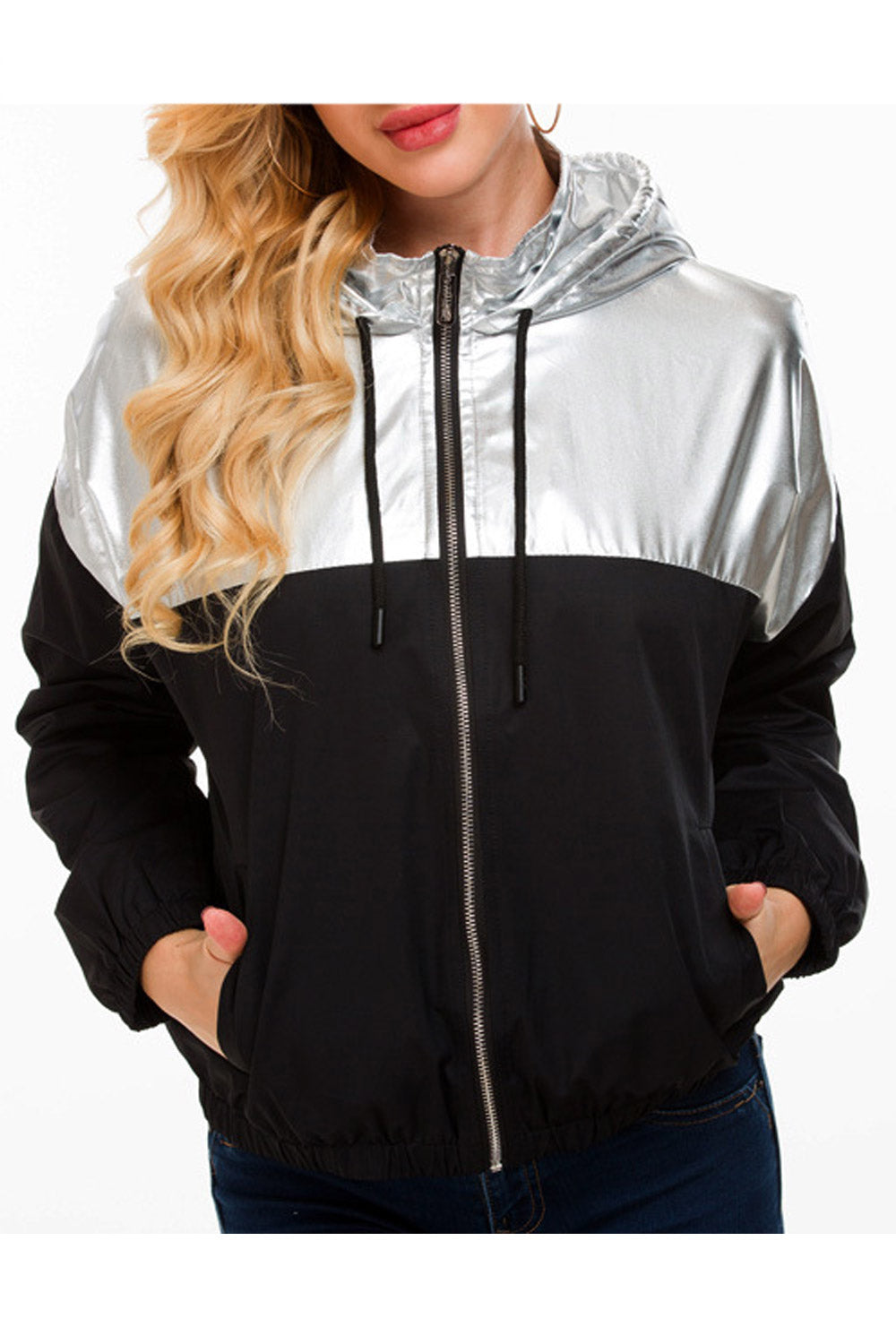 Women Long Sleeves Doube Colour Hoodie