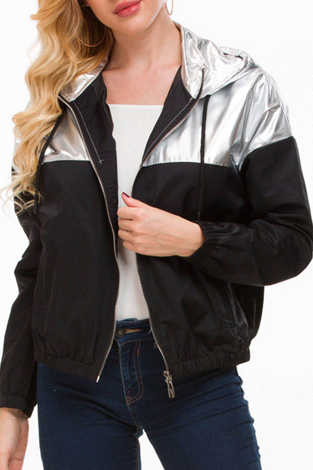 Women Long Sleeves Doube Colour Hoodie