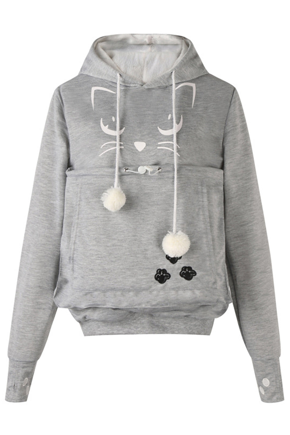 Women Cat Face Long Sleeves Hoodie