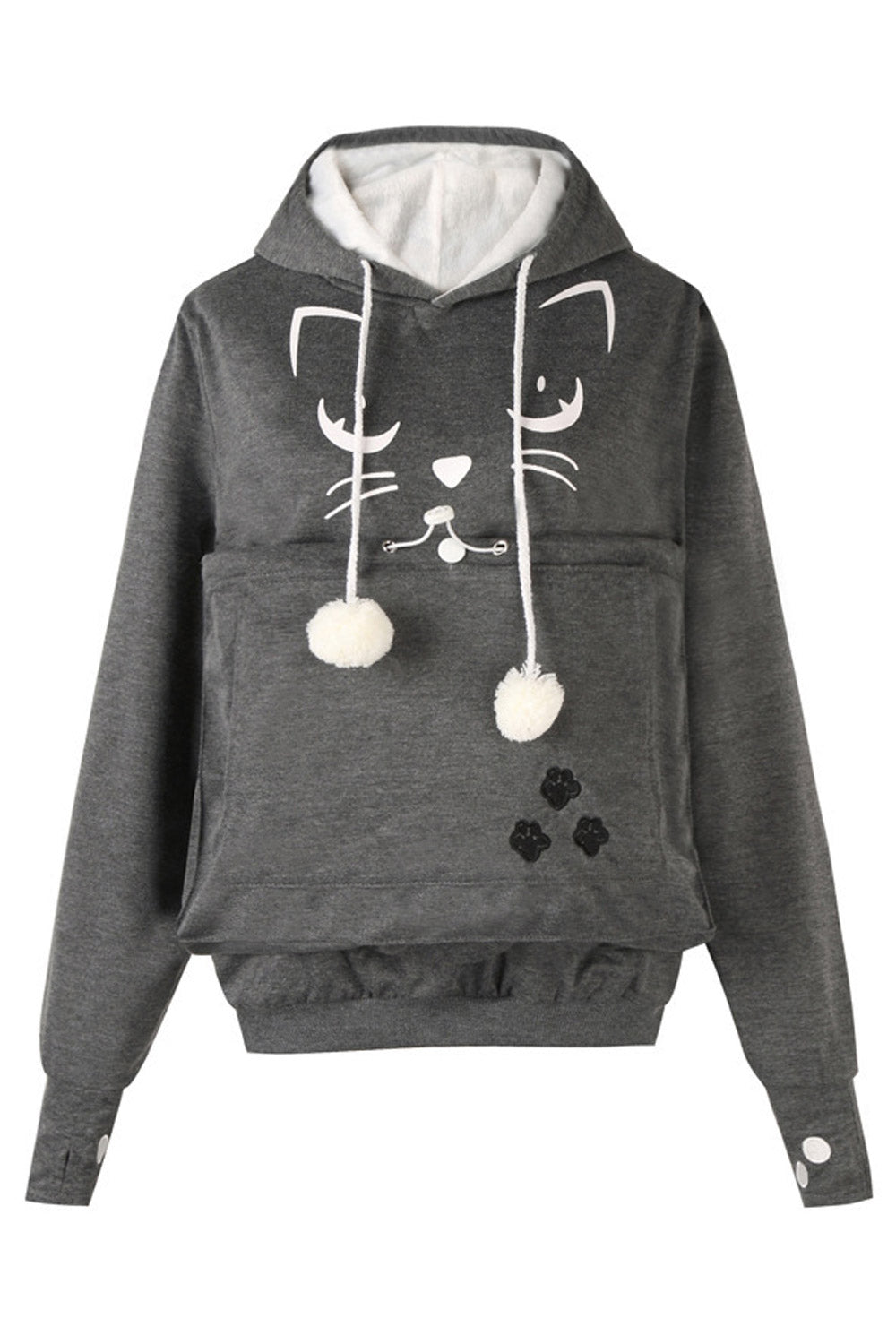 Women Cat Face Long Sleeves Hoodie