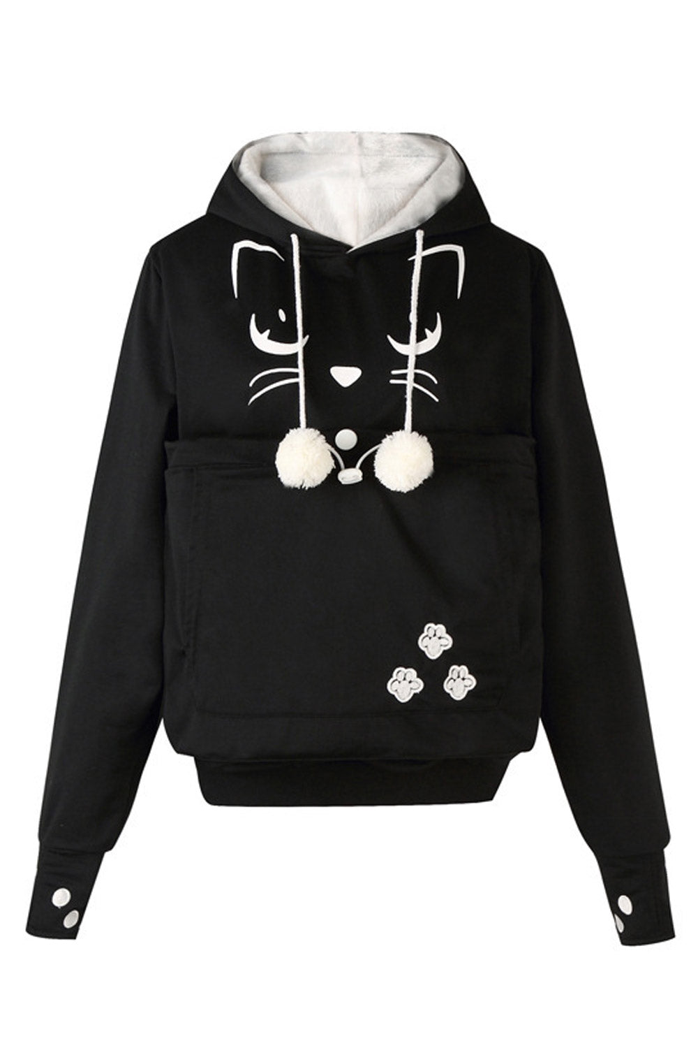 Women Cat Face Long Sleeves Hoodie