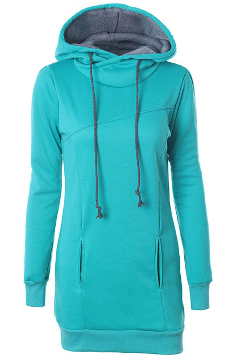 Women Long Length Slim Casual Hoodie
