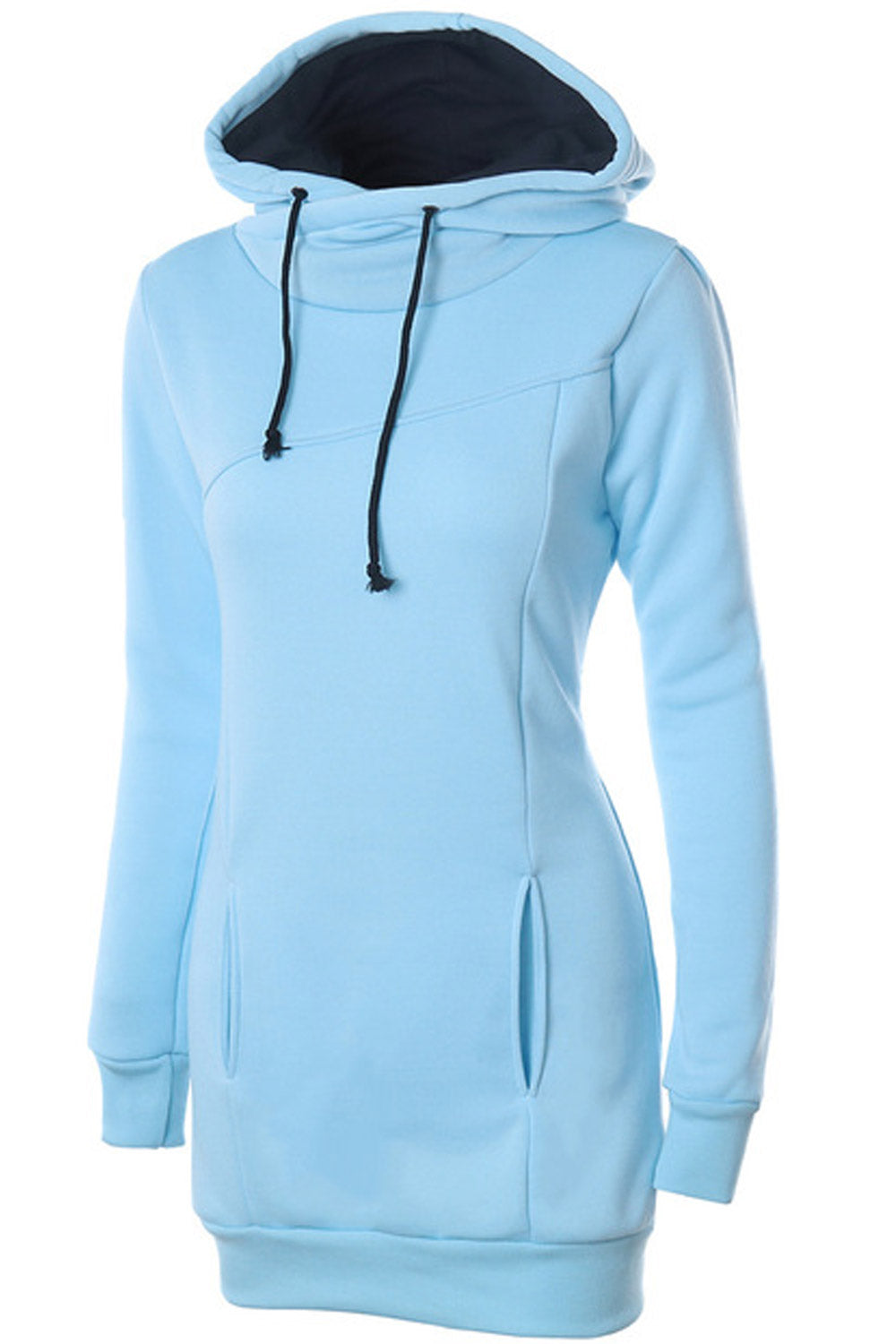 Women Long Length Slim Casual Hoodie