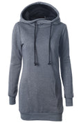Women Long Length Slim Casual Hoodie