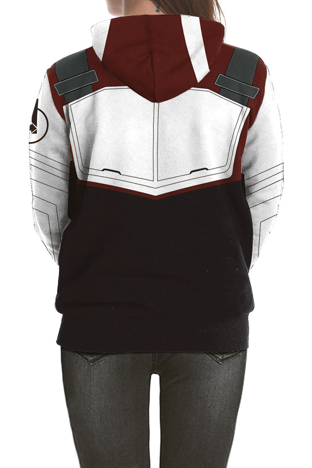 Women Hat Neck 3D Print Hoodie With Drawstring