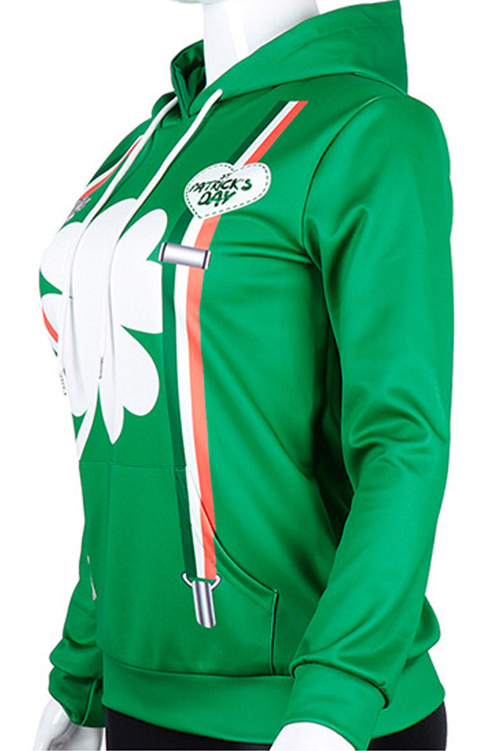 Women Green 3D Print Loose Hoodie