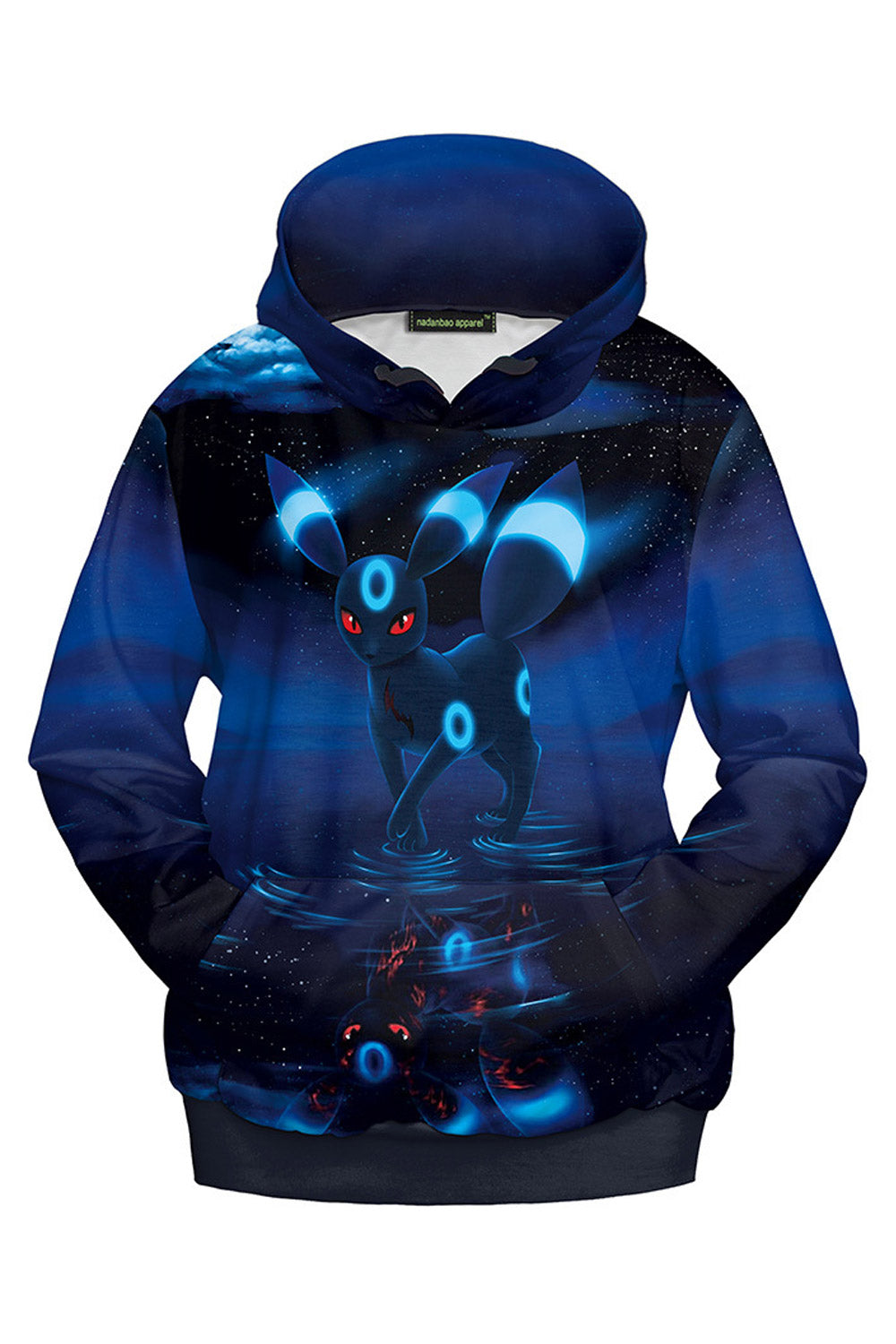 Women Rib Knit Cuffs 3D Printed Hoodie