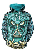 Women 3D Owl Print Warm Winter Hoodie
