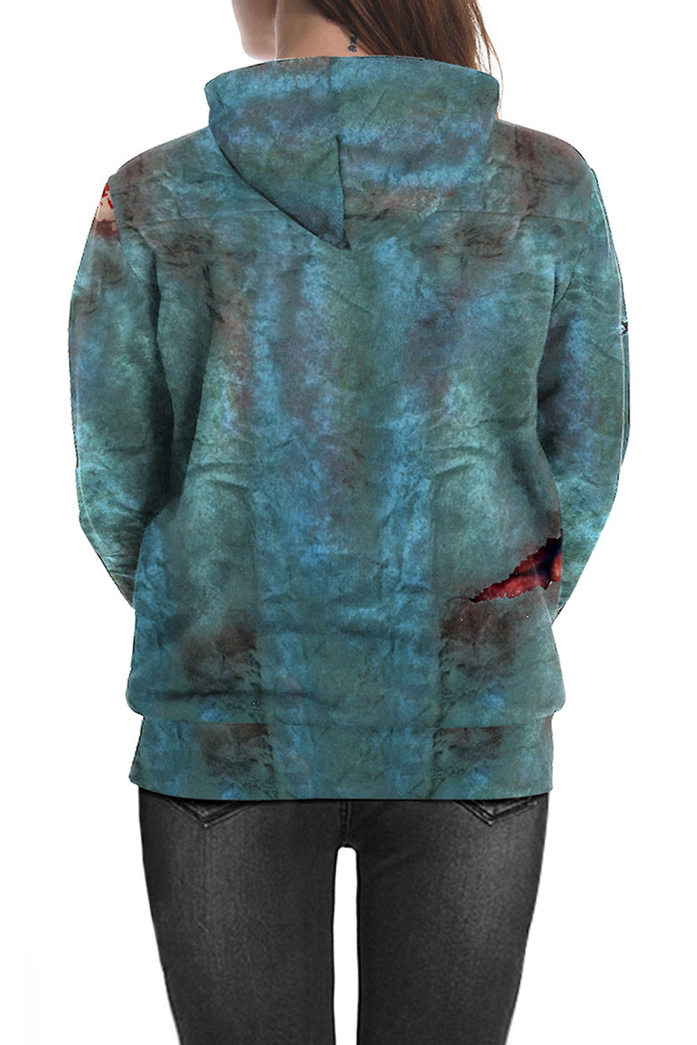 Women 3D Zombie Print Loose Halloween Hoodie
