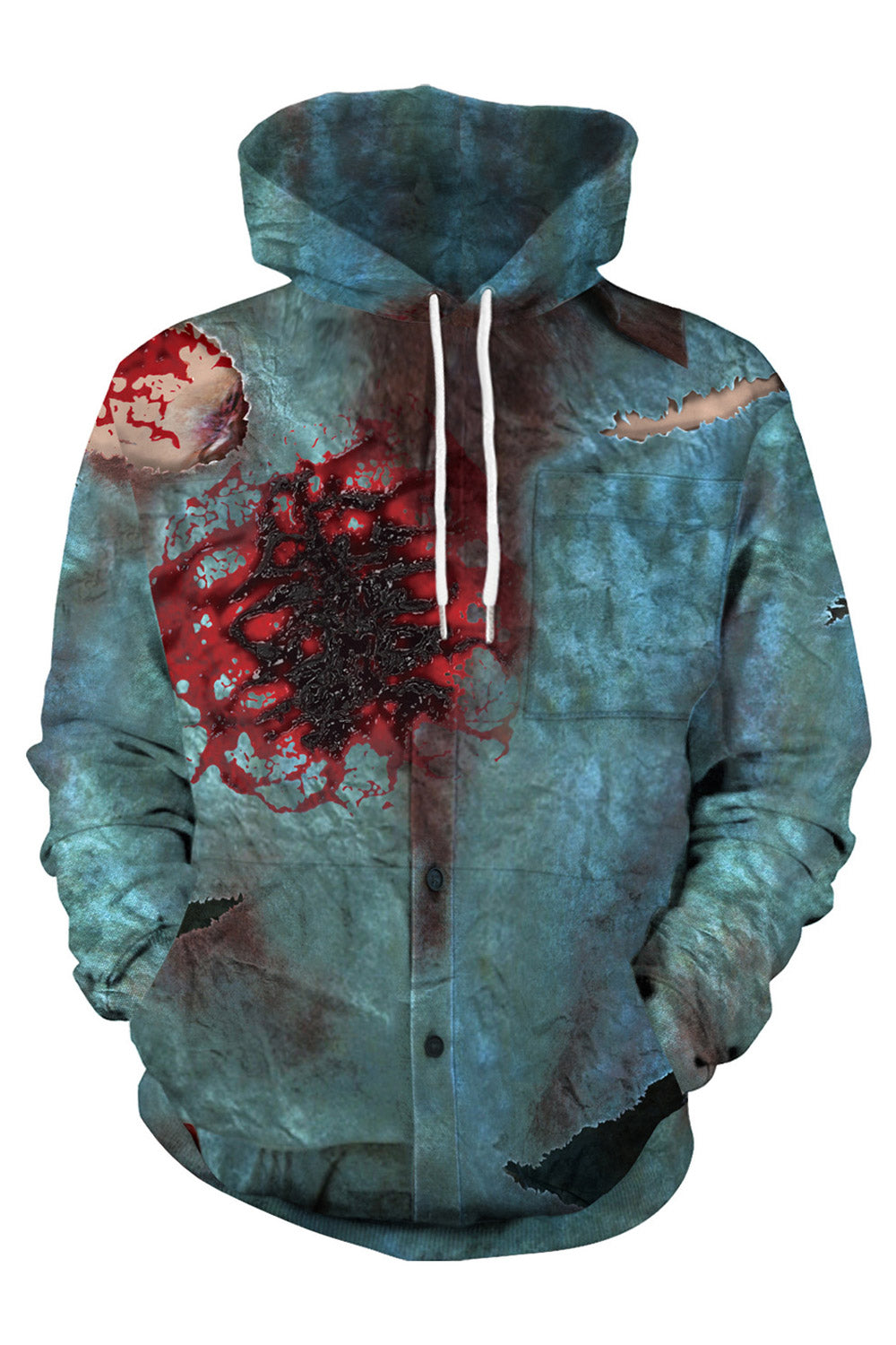 Women 3D Zombie Print Loose Halloween Hoodie