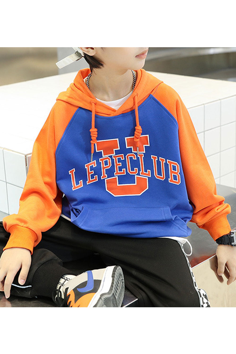 Kids Boys Superb Letter Pattern Warm & Restful Long Sleeve Durable Drawstring Pullover Hoodie
