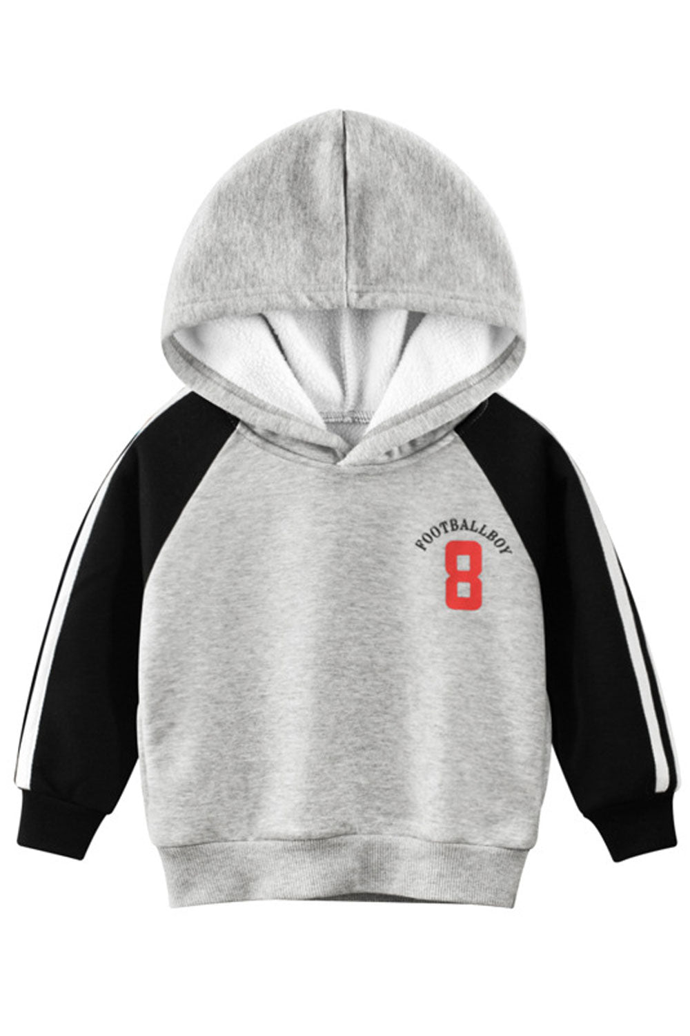 Kids Boys Trendy Letter Pattern Winter Pullover Thick Ribbed Cuff Casual Hoodie