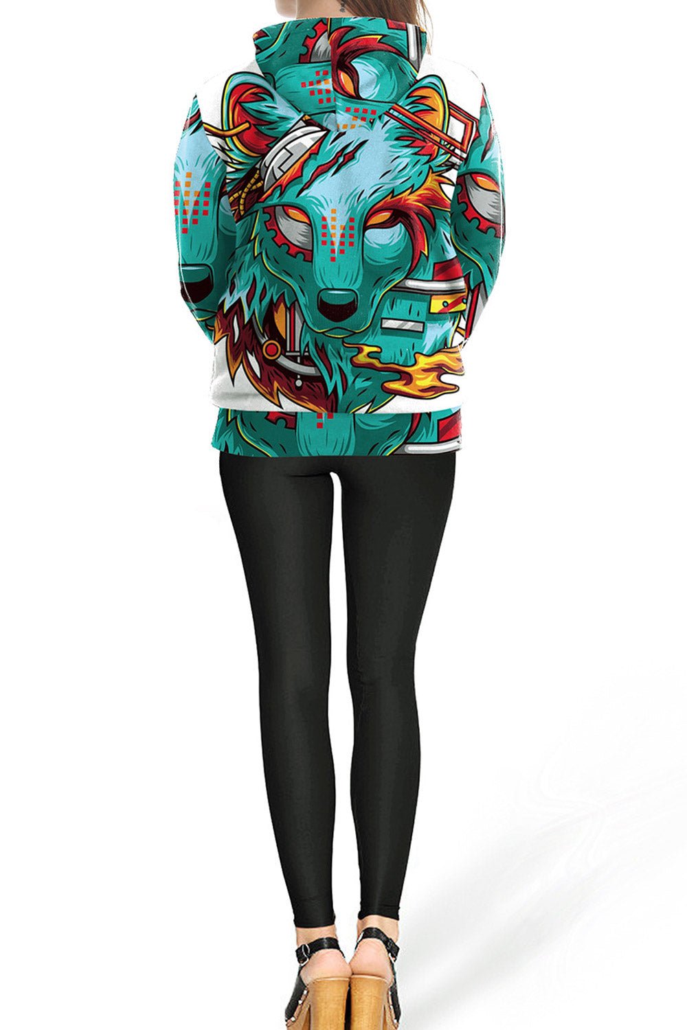 Women 3D Wolf Camouflage Warm Hoodie