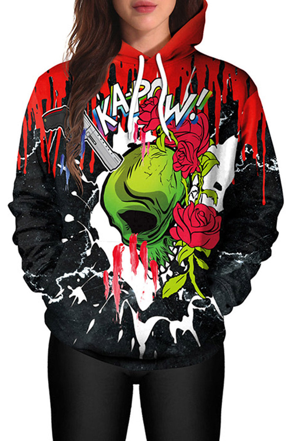 Women Loose 3D Print Halloween Hoodie