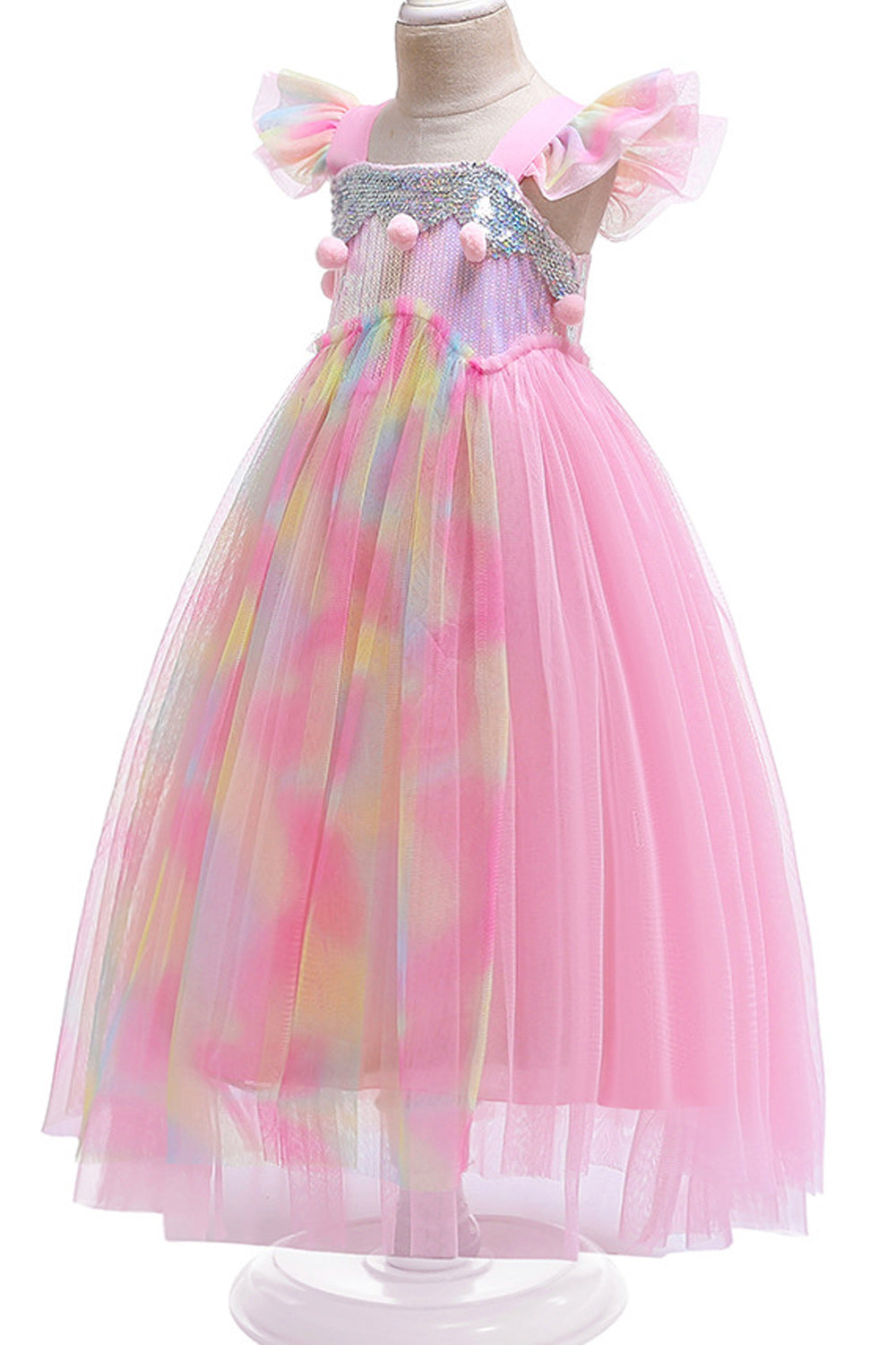 Kid Girls Elegant Sequin Flying Sleeve Party Dress