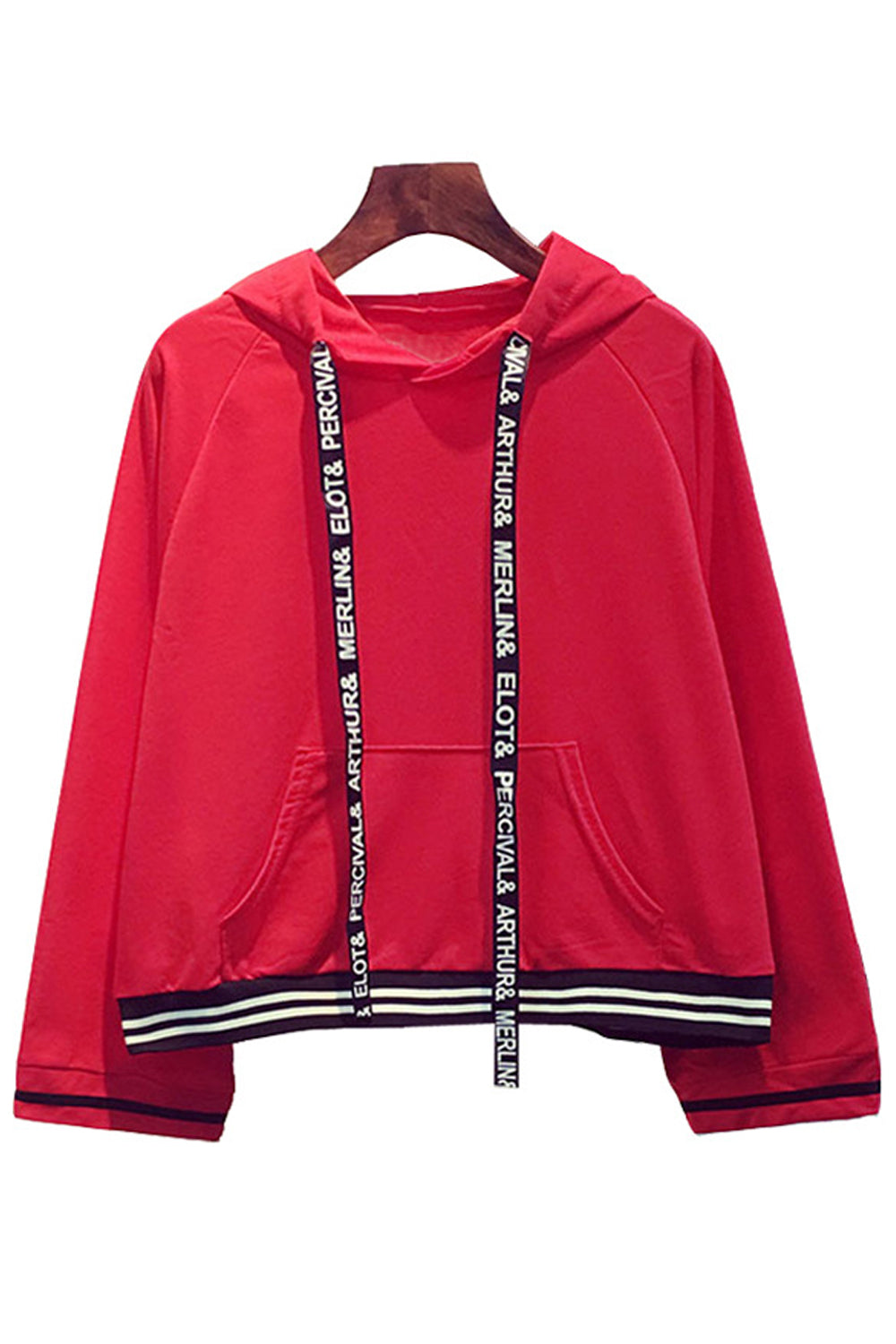 Women Delightful Solid Colored Durable Letter Drawstring Loose Long Sleeve Pullover Casual Hoodie