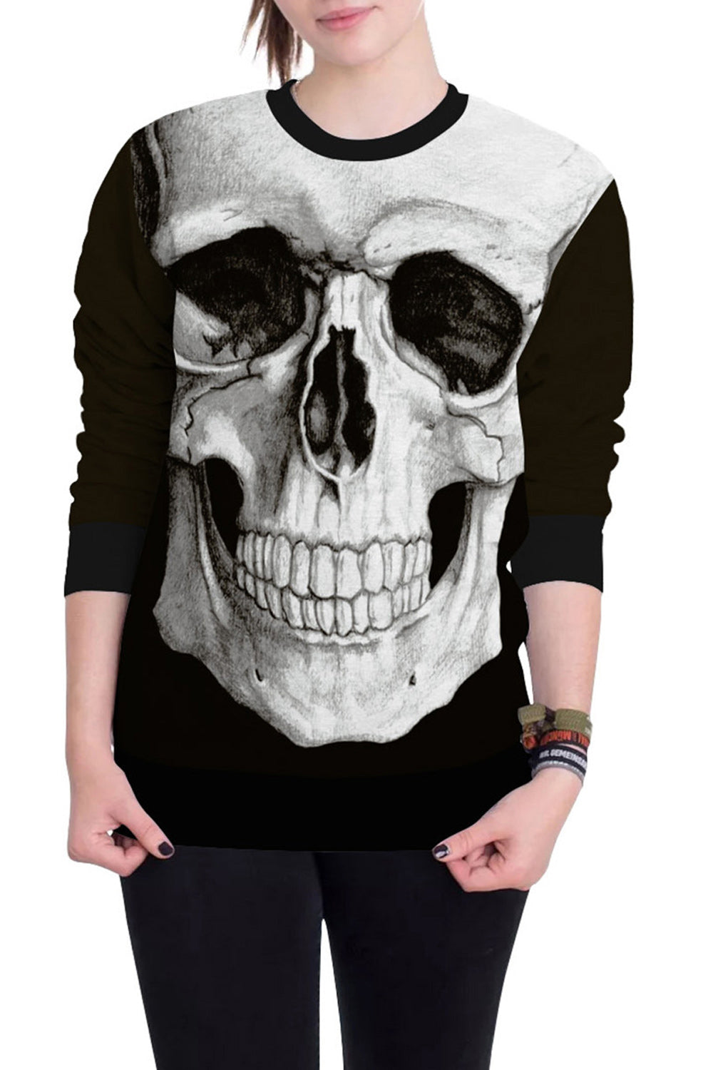 Women 3D Skull Digital Printing Comfortable Sweatshirt