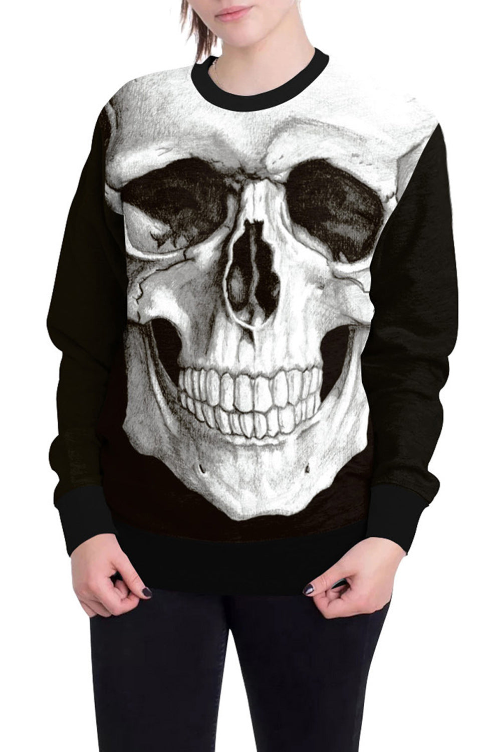Women 3D Skull Digital Printing Comfortable Sweatshirt