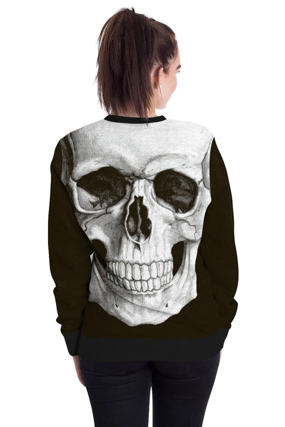 Women 3D Skull Digital Printing Comfortable Sweatshirt