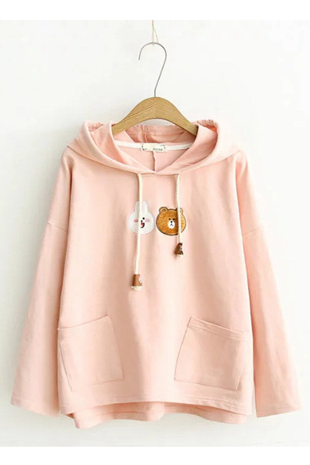 Women Cute Bear Print Warm Casual Hoodie
