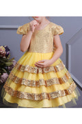 Kid Girl Elegant Sequin Multilayer Wedding Dress
