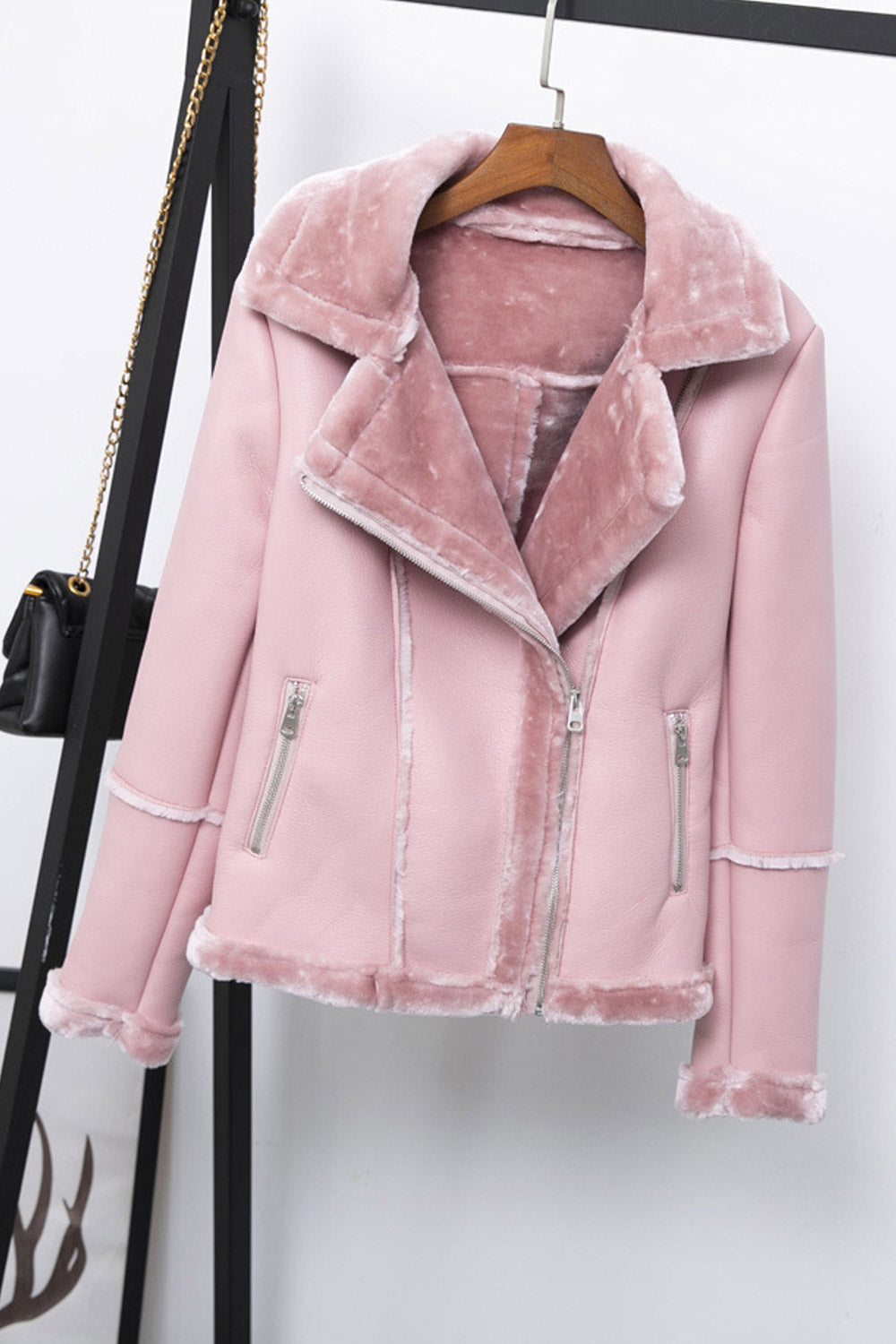 Women Beautiful Warm Leather Biker Jacket