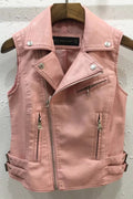 Women Elegant Punk Collar Sleeveless Slim Jacket